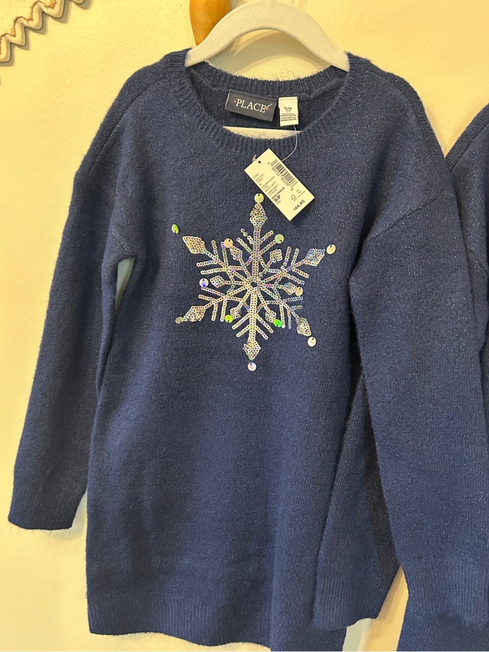The Children's Place Blue Knit Snowflake Sweater Dress - holiday wear - size 5/6 - Picture 3 of 6